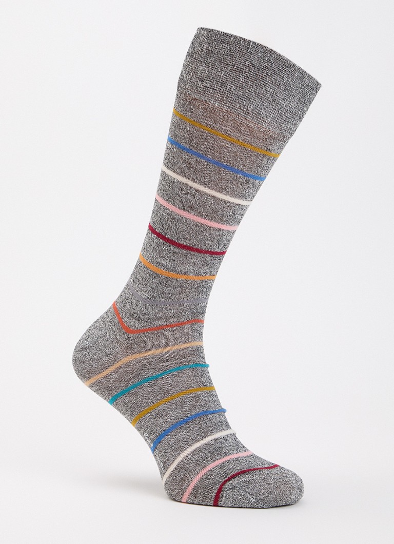 Paul Smith Heren Sokken in linnenblend met streepprint in de kleur Grijsmele, maat: OS