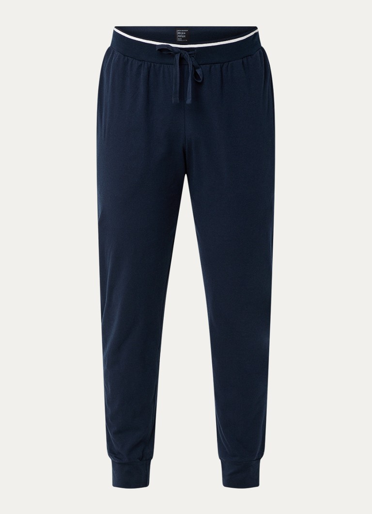 Schiesser Heren Pyjamabroek met steekzakken in de kleur Donkerblauw, maat: S
