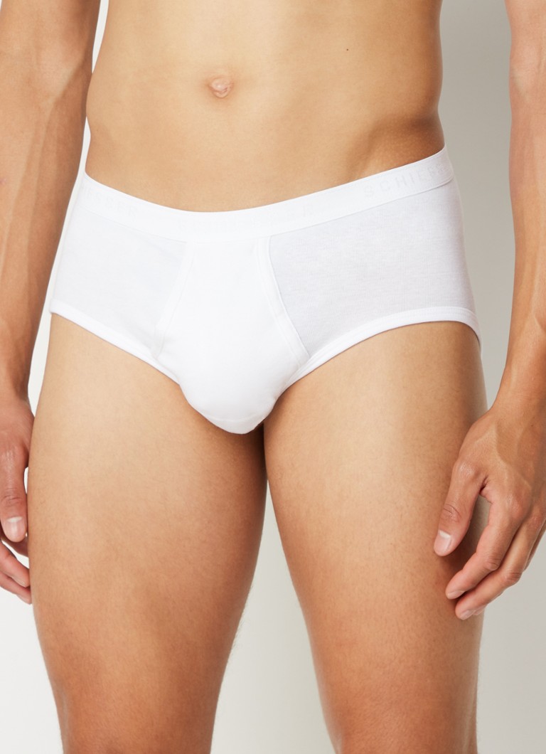 Schiesser Heren Slips in uni in 2-pack in de kleur Wit, maat: L