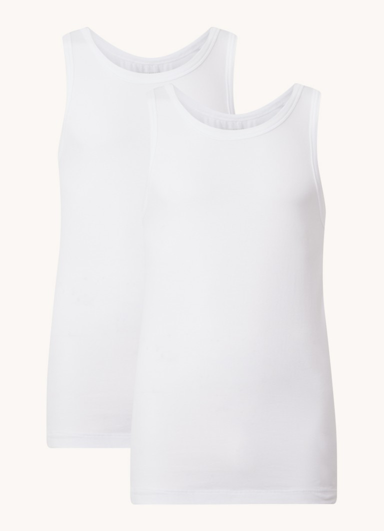 Schiesser Heren Singlet van katoen in 2-pack in de kleur Wit, maat: XXL