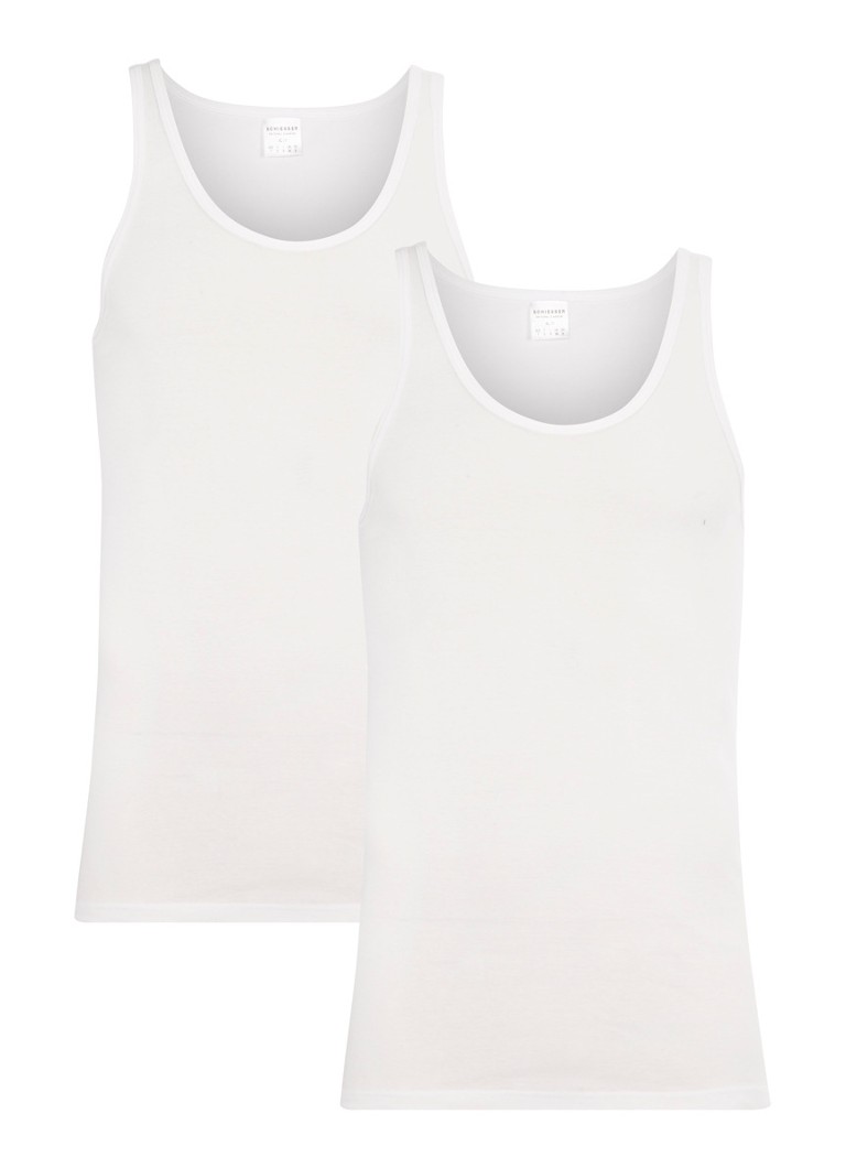 Schiesser Heren Singlet in uni in 2-pack in de kleur Wit, maat: XXL