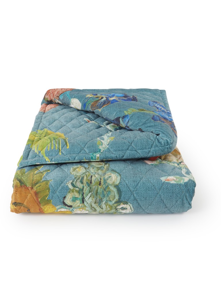 Van Gogh Museum Partout des Fleurs bedsprei van fluweel Zeegroen - Deal