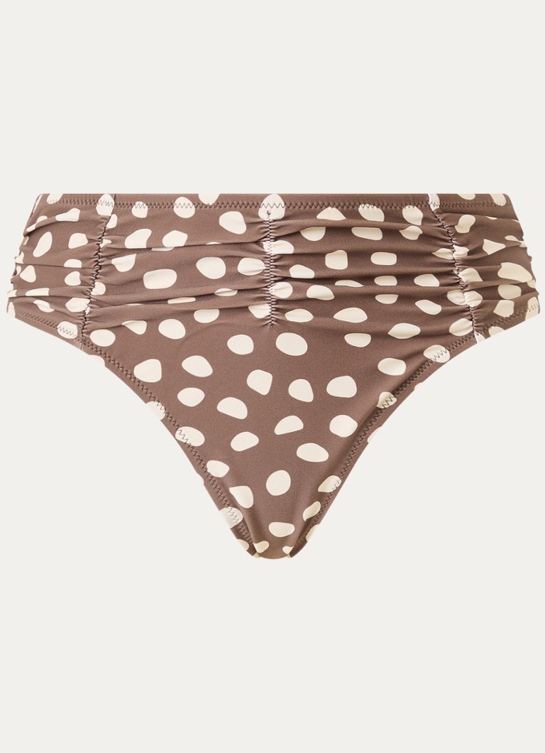 Barts Dames Dauna high waisted bikinislip met stippenprint in de kleur Lichtbruin, maat: 38