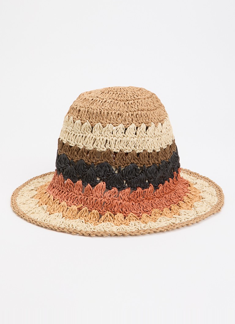 Barts Dames Feathery hoed met streepprint in de kleur Lichtbruin, maat: ONE SIZE