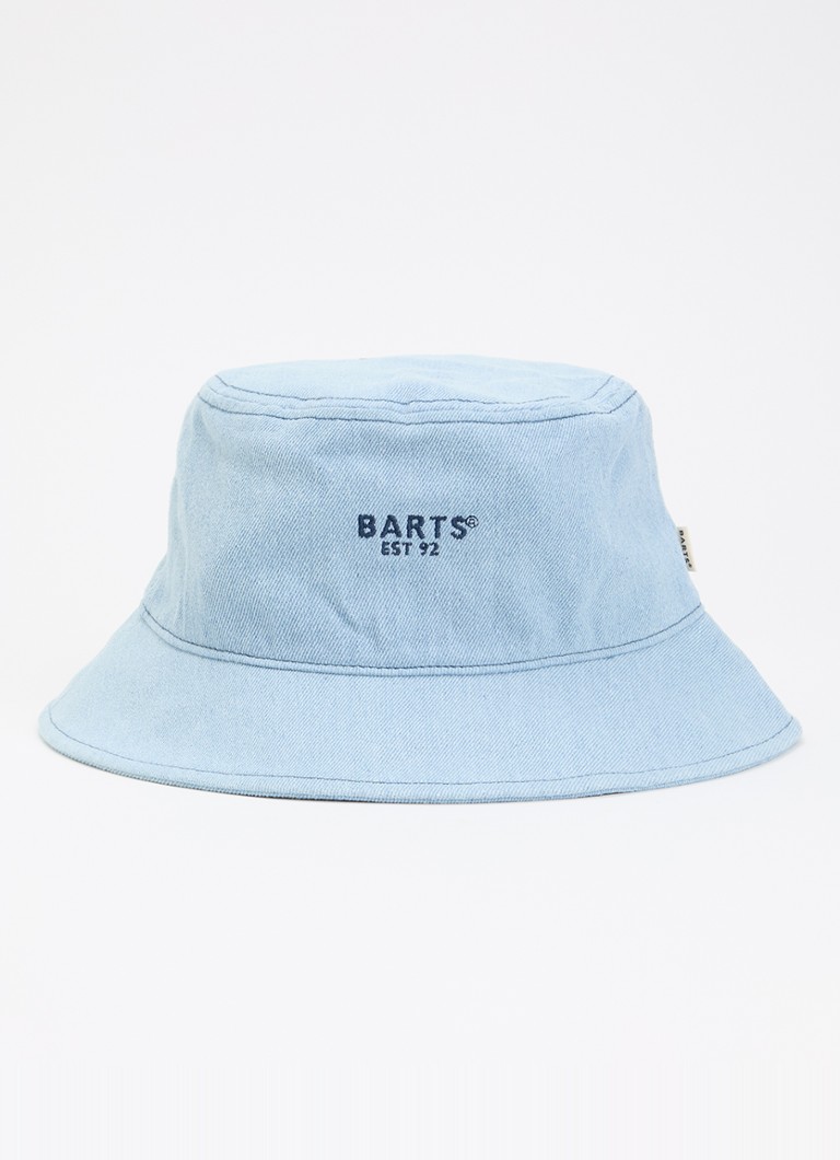 Barts Dames Jabibu buckethat van denim met logoborduring in de kleur Indigo, maat: ONE SIZE