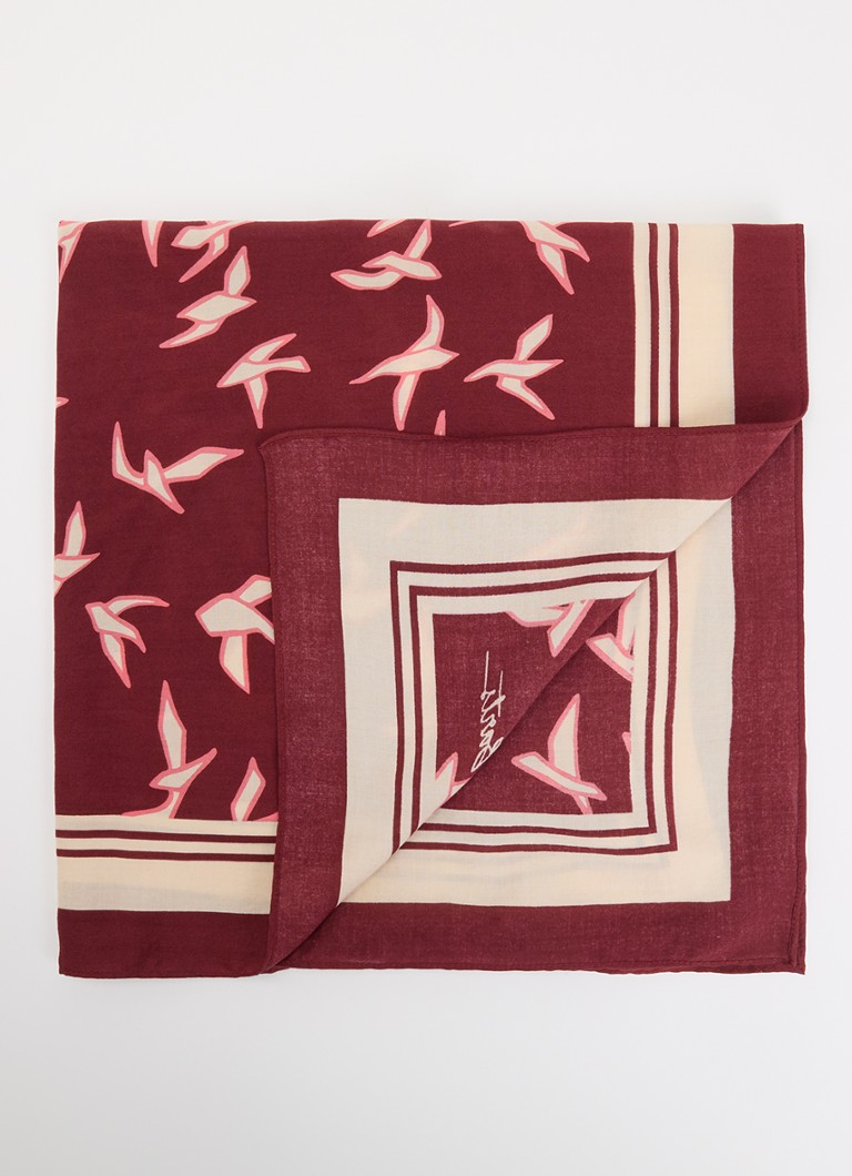 Barts Dames Leylaf sjaal met print 62 x 62 cm in de kleur Steenrood, maat: ONE SIZE