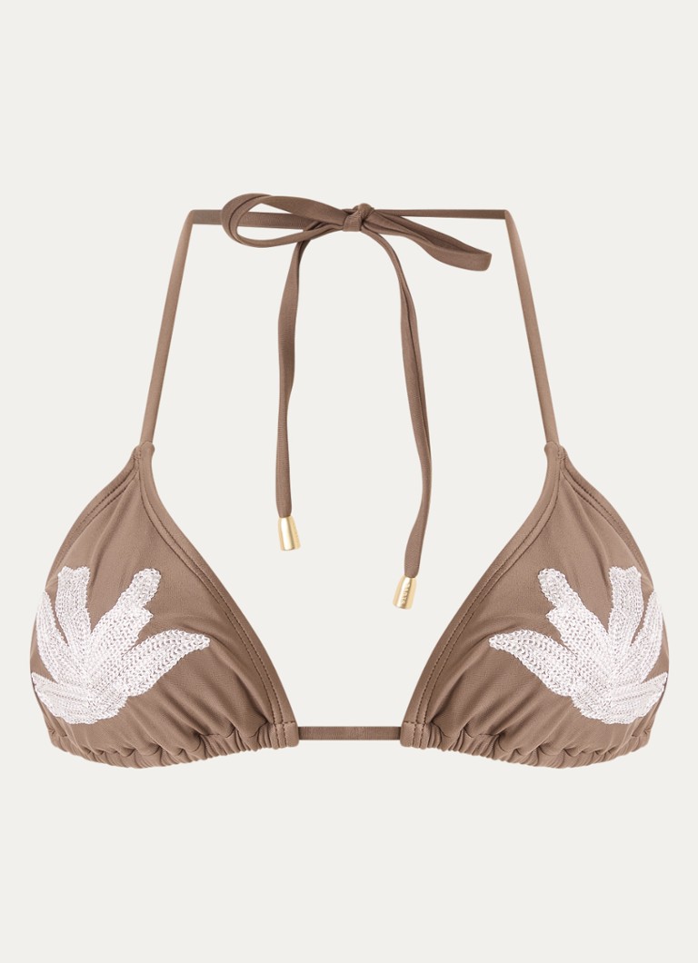 Barts Dames Zimbra triangel bikinitop met borduring in de kleur Lichtbruin, maat: 42