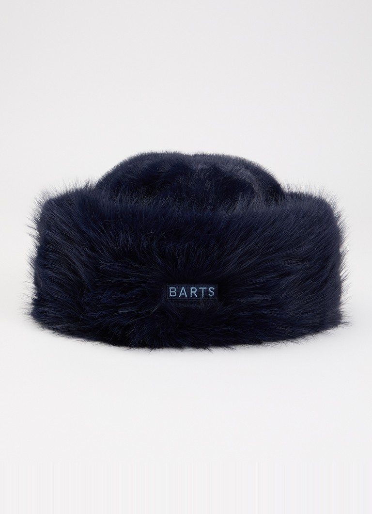 Barts Dames Angeliqa muts van imitatiebont met logo in de kleur Donkerblauw, maat: ONE SIZE