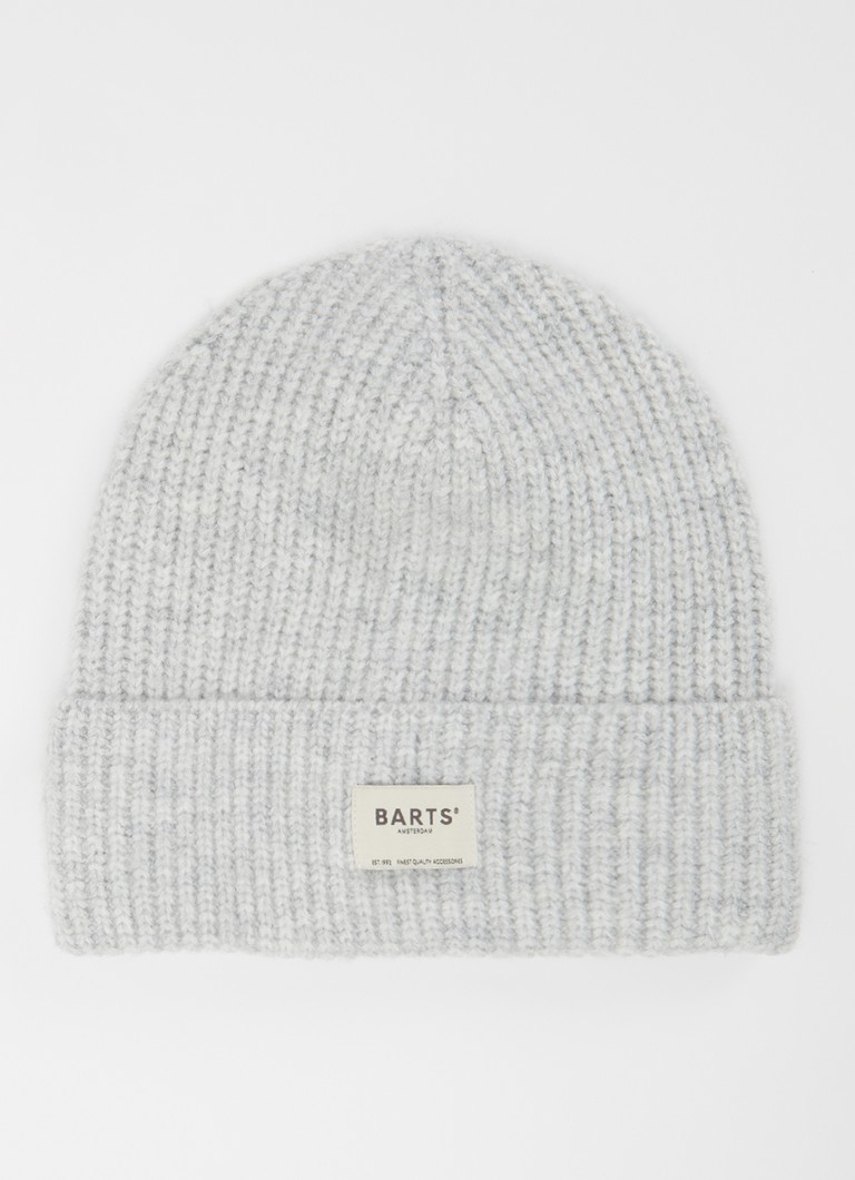 Barts Dames Darty ribgebreide muts in wolblend in de kleur Lichtgrijs, maat: ONE SIZE