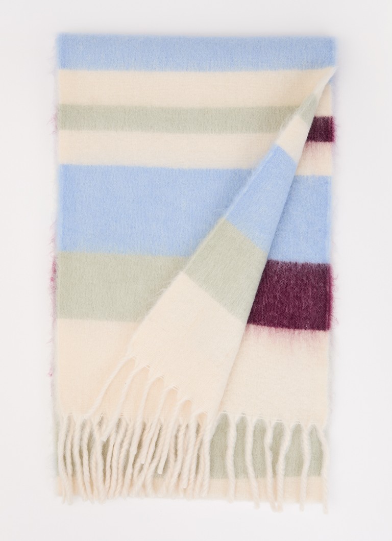 Barts Dames Eluzabeth sjaal met streepprint en franjes 200 x 30 cm in de kleur Gebroken wit, maat: ONE SIZE
