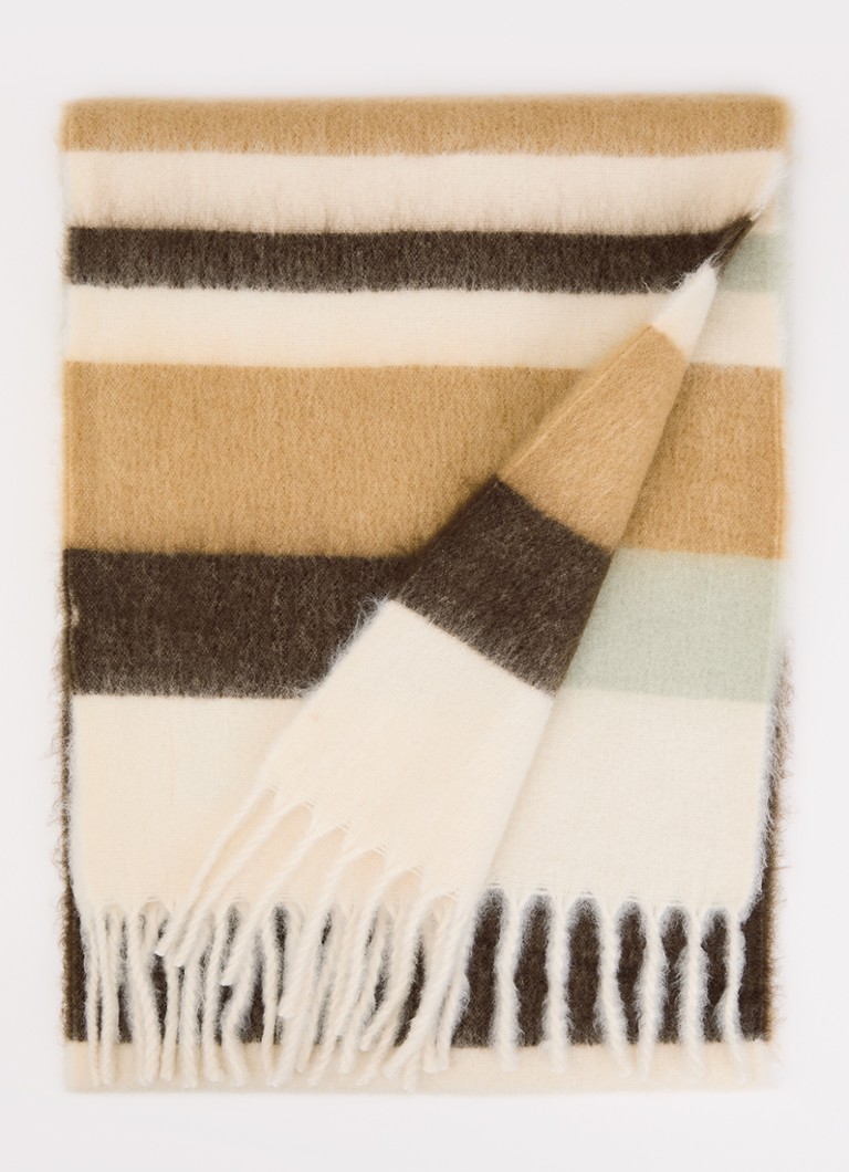 Barts Dames Eluzabeth sjaal met streepprint en franjes 200 x 30 cm in de kleur Donkerbruin, maat: ONE SIZE