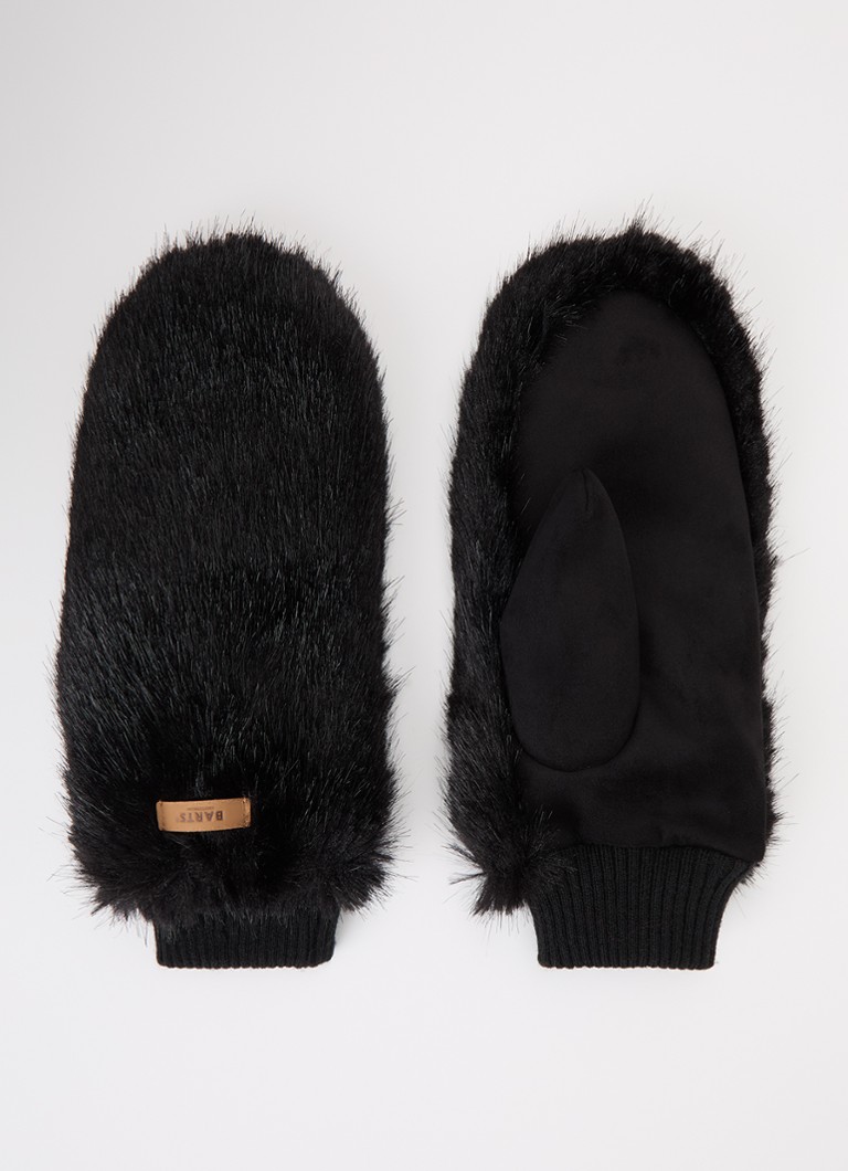 Barts Dames Wanten van imitatiebont in de kleur Zwart, maat: ONE SIZE