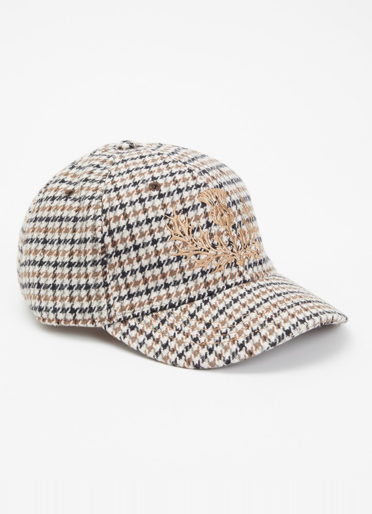Barts Dames Sheenagh pet met pied-de-poule dessin en logoborduring in de kleur Beige, maat: ONE SIZE