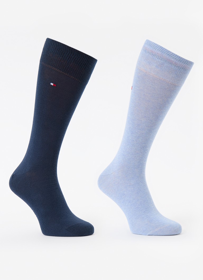 Tommy Hilfiger Heren Sokken in katoenblend met logo in 2-pack in de kleur Lichtblauw, maat: 43/46
