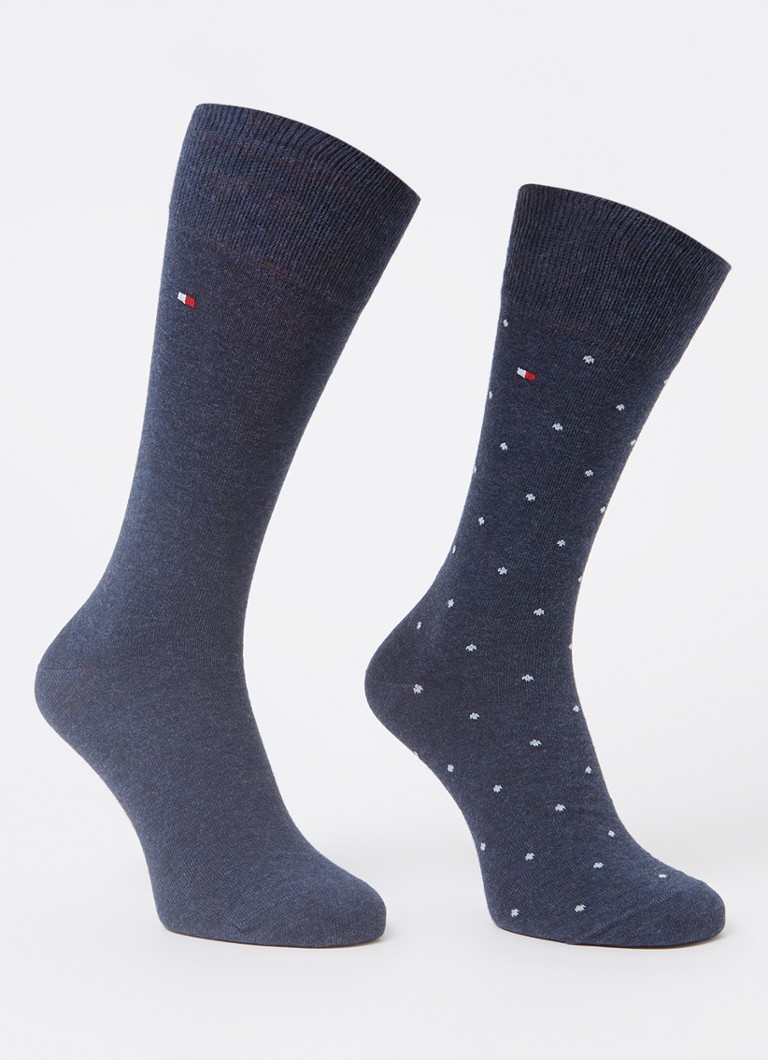 Tommy Hilfiger Heren Sokken met logo in 2-pack in de kleur Indigo, maat: 43/46