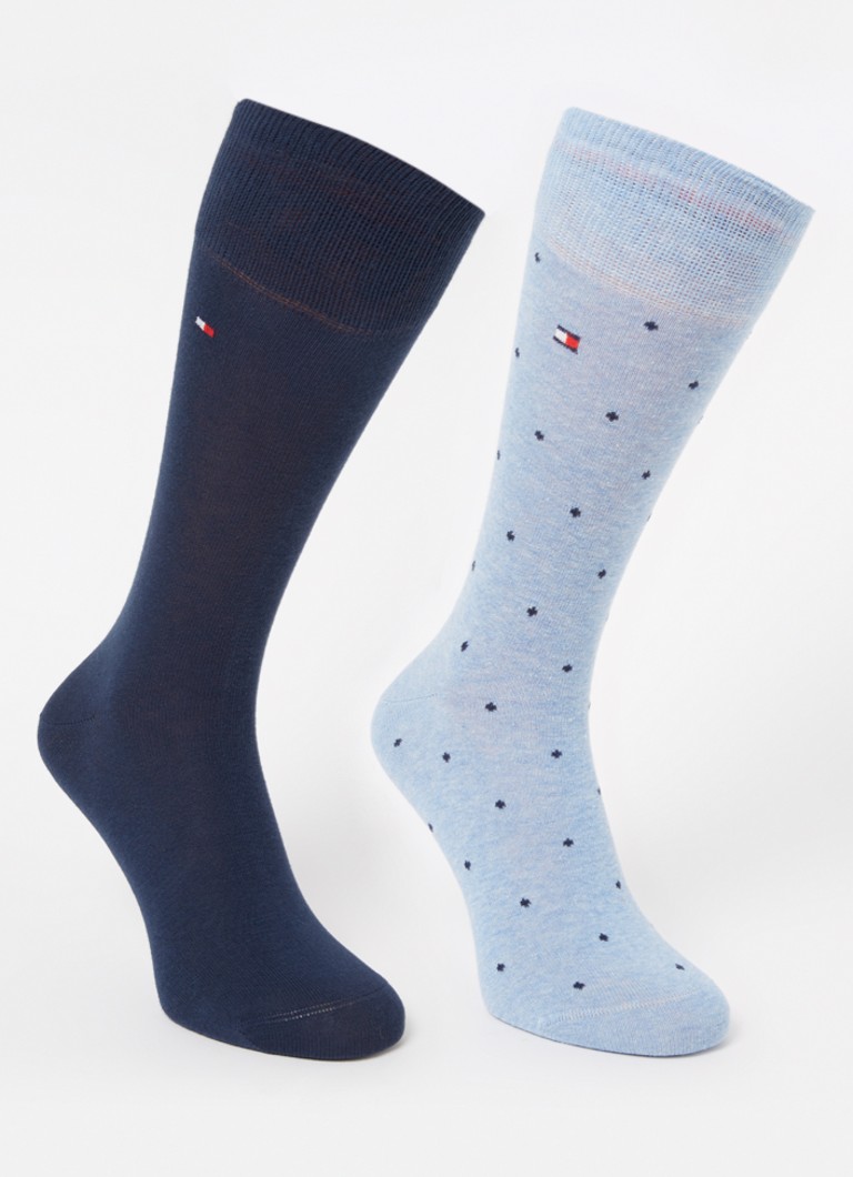 Tommy Hilfiger Heren Sokken met logo in 2-pack in de kleur Lichtblauw, maat: 43/46