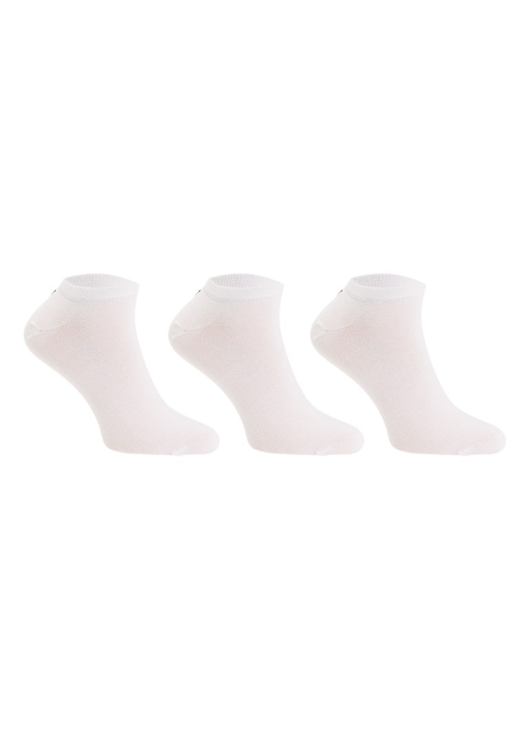 Tommy Hilfiger Heren Sneakersokken in katoenblend met logo in 3-pack in de kleur Wit, maat: 39/42