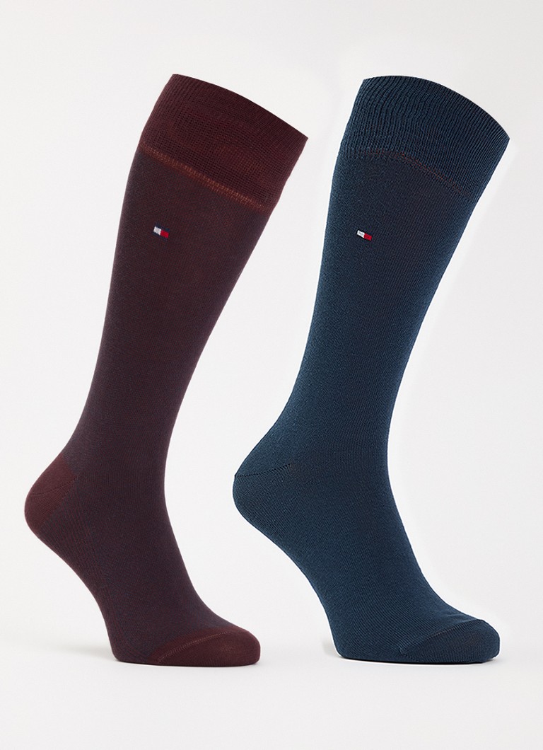 Tommy Hilfiger Heren Sokken met logo in 2-pack in de kleur Donkerblauw, maat: 43/46