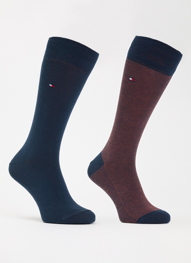 Tommy Hilfiger Heren Sokken met logo in 2-pack in de kleur Oranjebruin, maat: 43/46