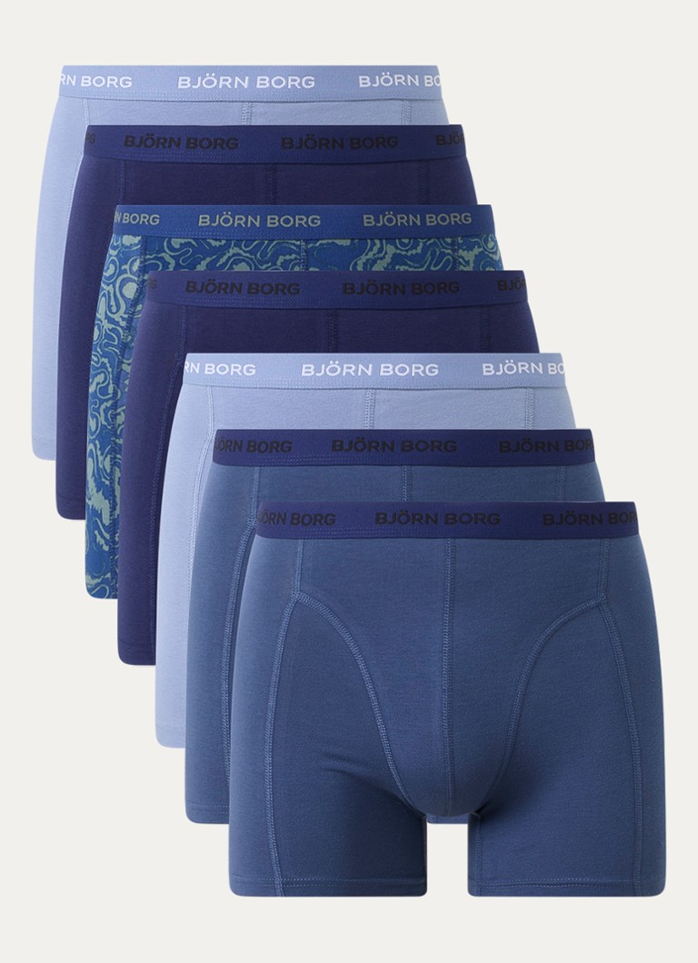Björn Borg Heren Boxershorts met logoband in 7-pack in de kleur Blauw, maat: M
