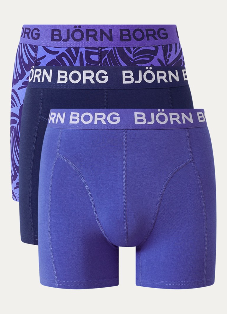 Björn Borg Heren Boxershorts met logoband in 3-pack in de kleur Donkerblauw, maat: XL