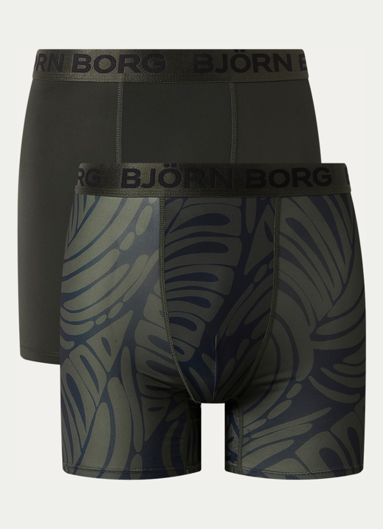 Björn Borg Heren Boxershorts met logoband in 2-pack in de kleur Bronsgroen, maat: L