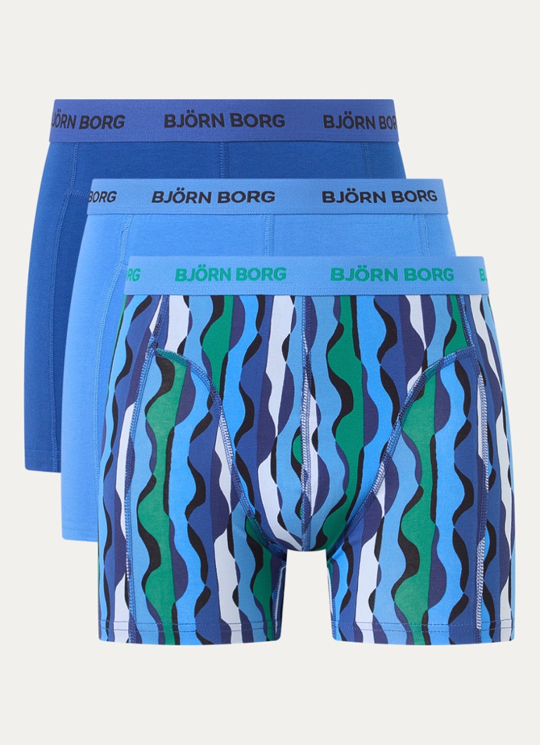 Björn Borg Heren Boxershorts met logoband in 3-pack in de kleur Blauw, maat: XL