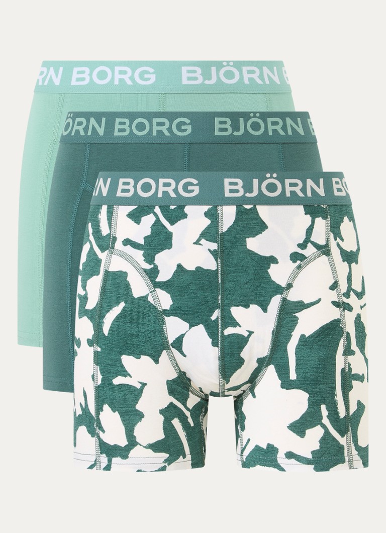 Björn Borg Heren Boxershorts met logoband in 3-pack in de kleur Olijfgroen, maat: L