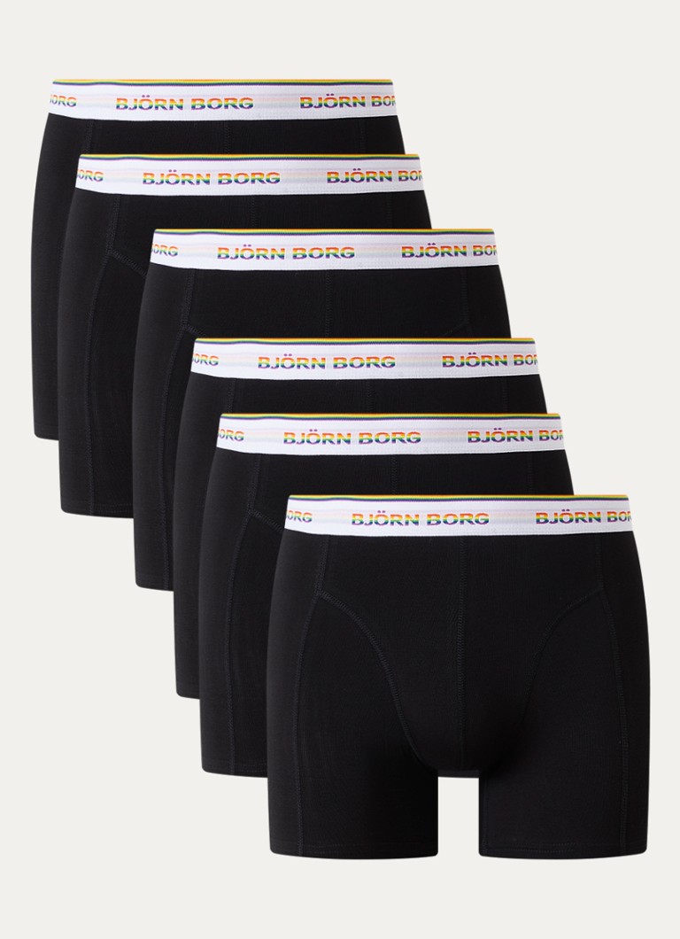 Björn Borg Heren Boxershorts met logoband in 6-pack in de kleur Zwart, maat: M