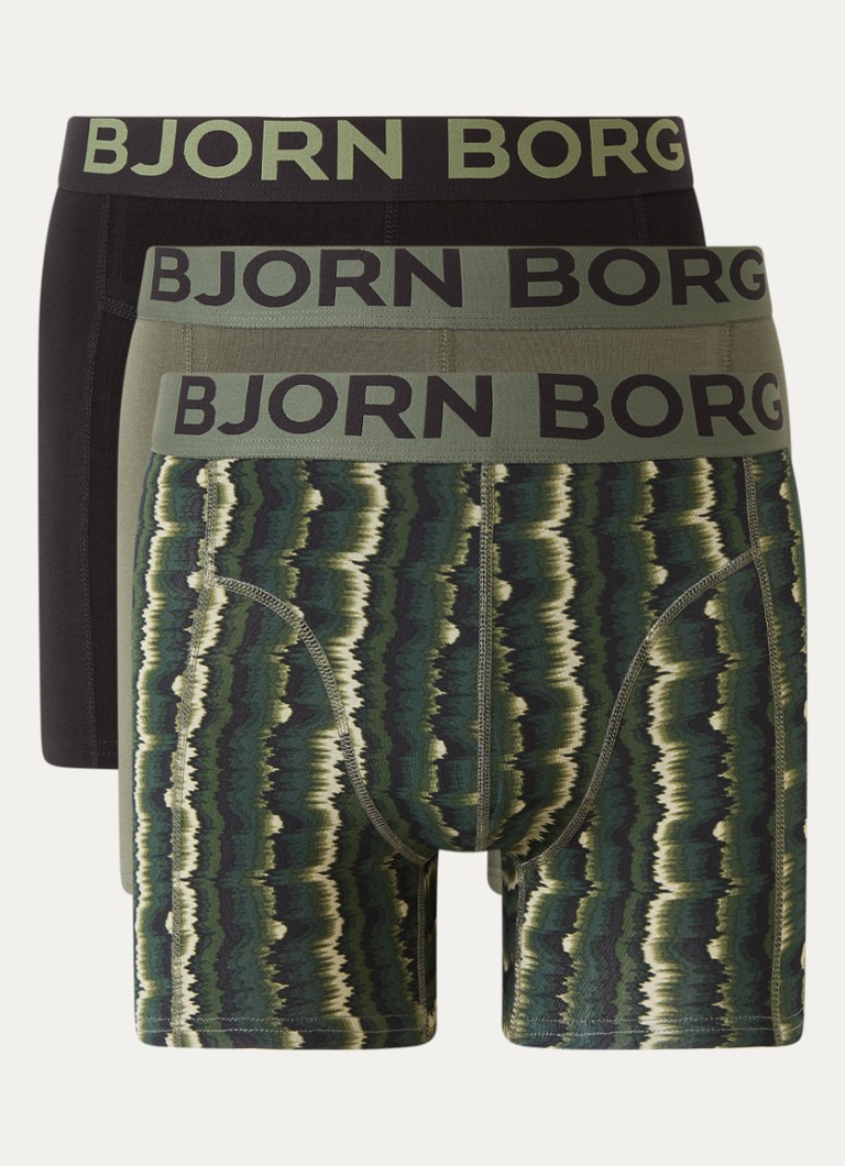 Björn Borg Heren Boxershort met logoband in 3-pack in de kleur Mosgroen, maat: XL