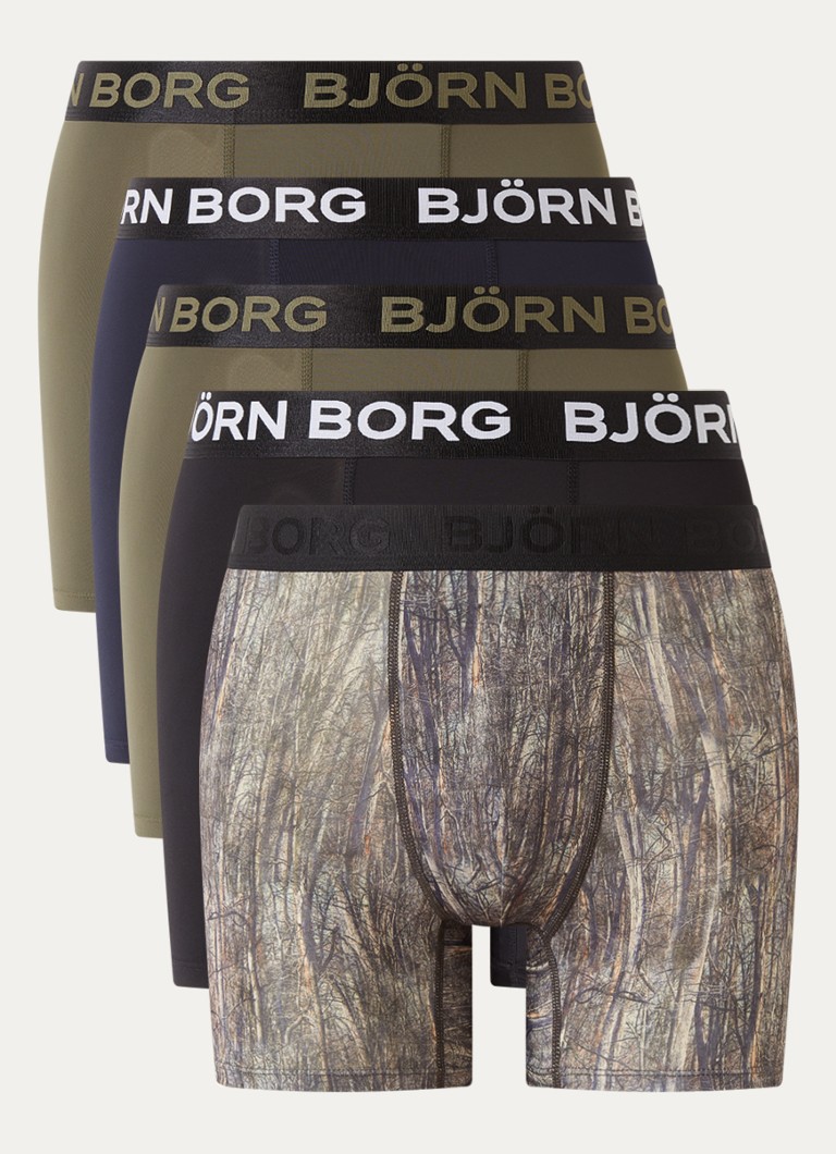 Björn Borg Heren Boxershort met logoband van microfiber in 5-pack in de kleur Donkerblauw, maat: XL
