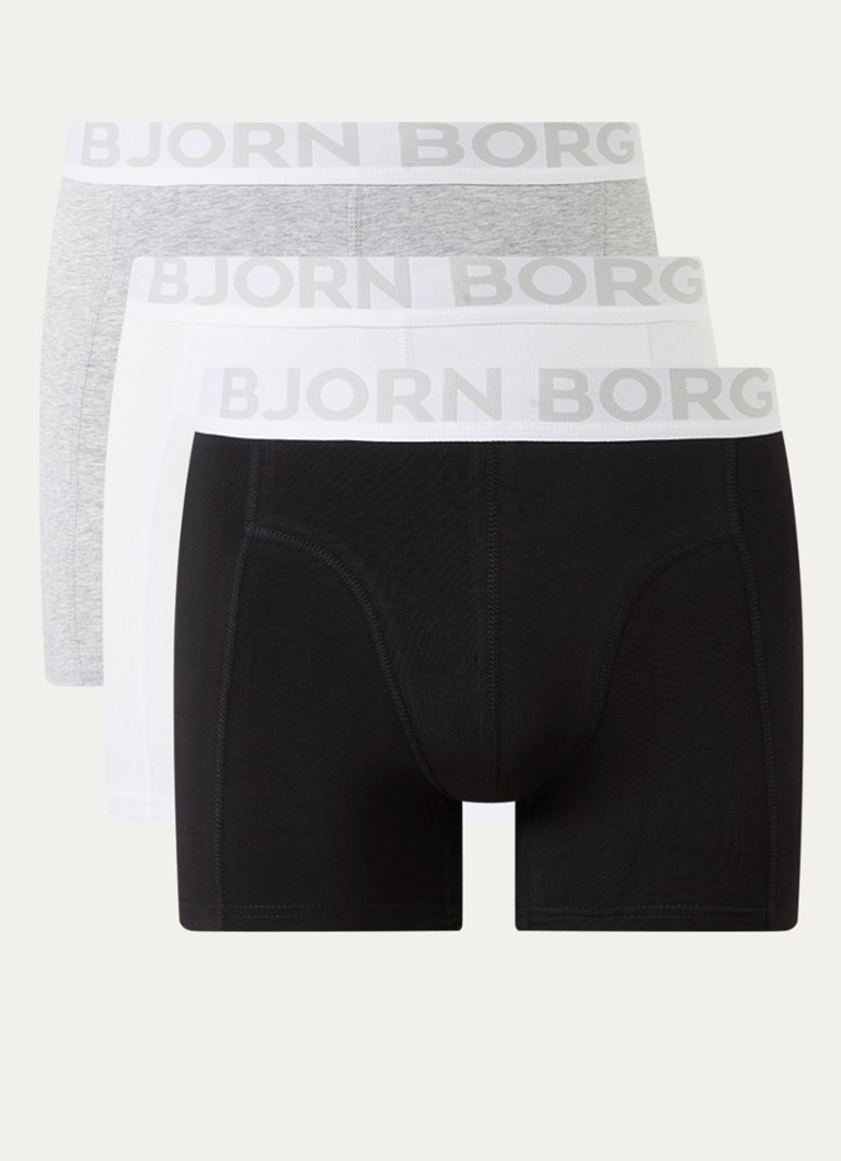 Björn Borg Heren Boxershorts met logoband in 3-pack in de kleur Grijsmele, maat: XL