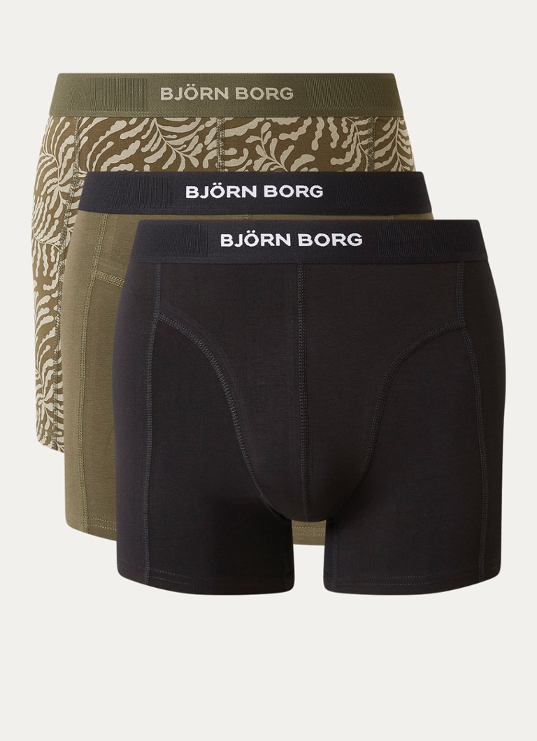 Björn Borg Heren Boxershorts met logoband in 3-pack in de kleur Olijfgroen, maat: XXL