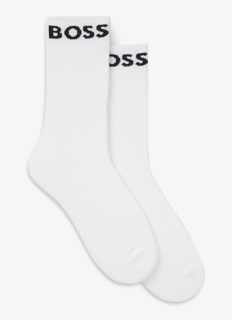 BOSS Heren Sokken met logo in 2-pack in de kleur Wit