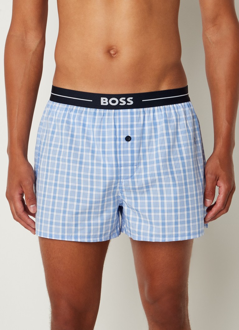 BOSS Heren Boxershorts met print in 2-pack in de kleur Blauw