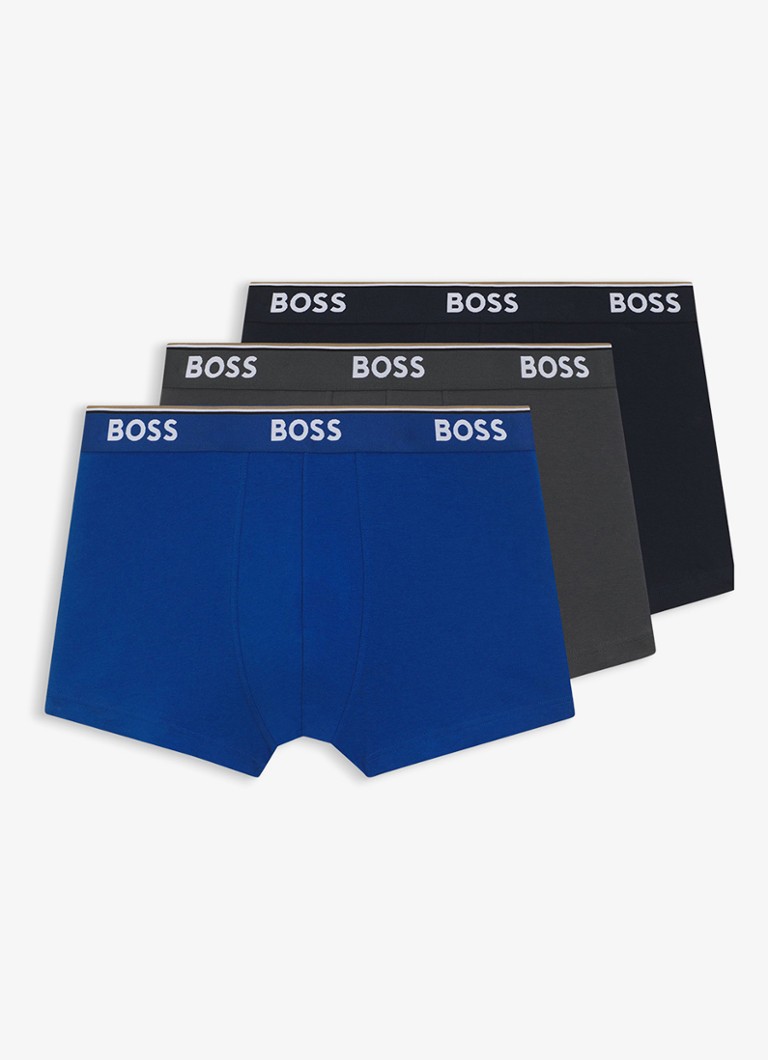 BOSS Heren Boxershorts met logoband in 3-pack in de kleur Blauw