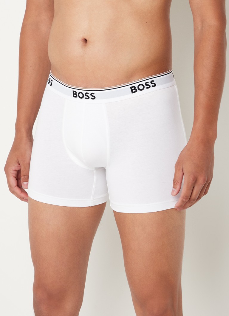 BOSS Heren Boxershorts met logoband in 3-pack in de kleur Wit