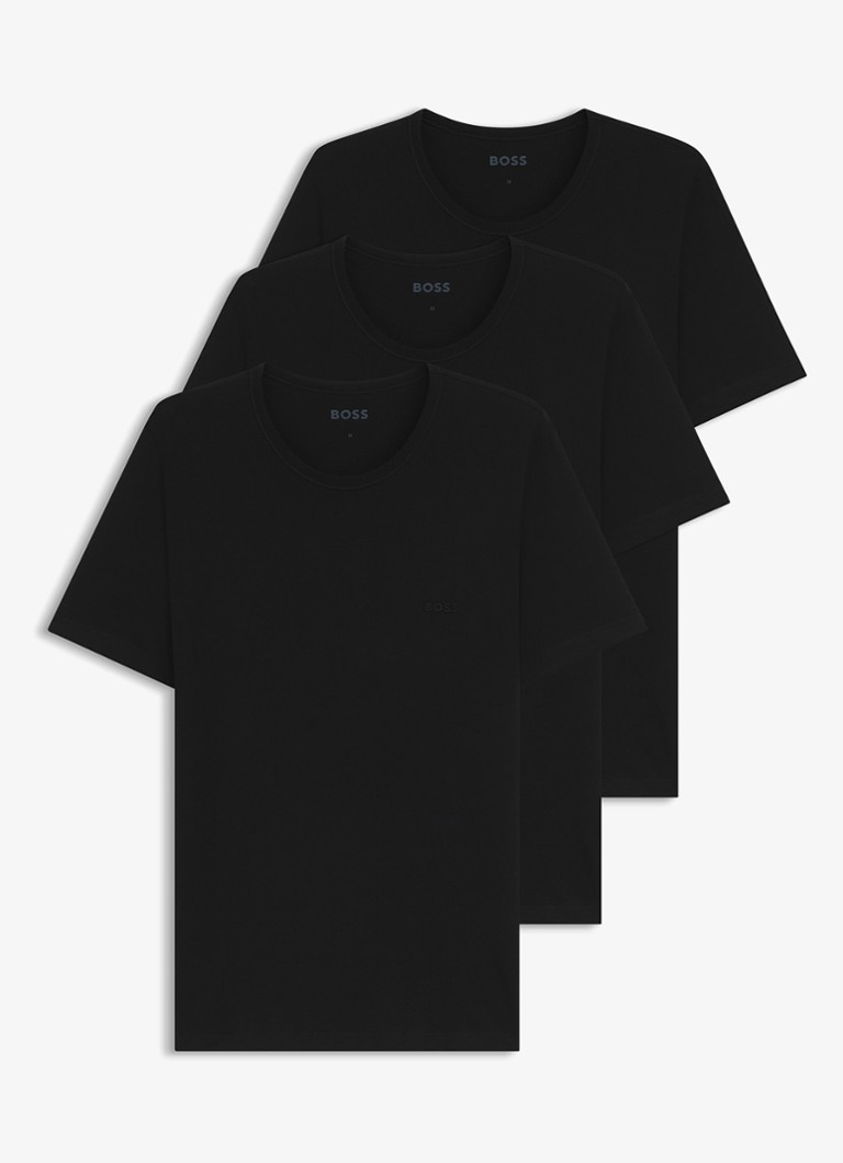BOSS Heren T-shirt met ronde hals in 3-pack in de kleur Zwart