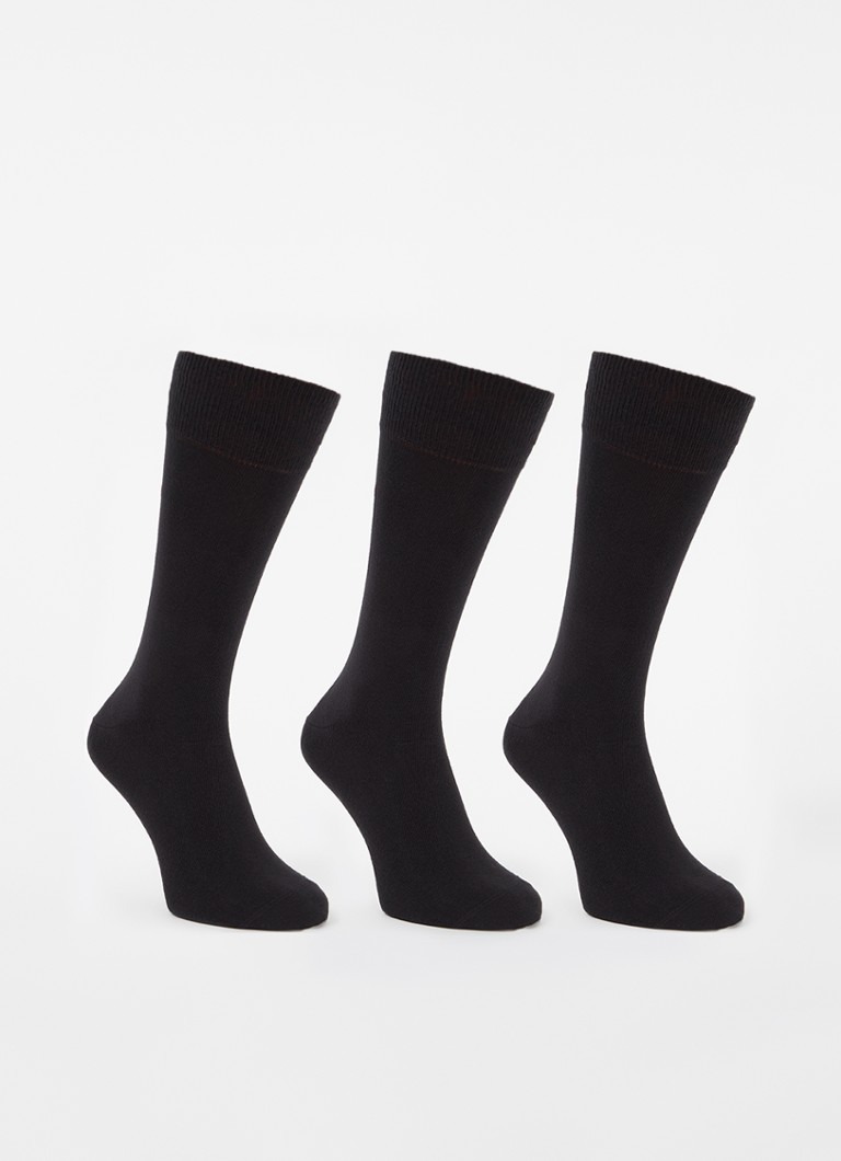 HUGO Heren Sokken met logo in 3-pack in de kleur Black-001 / Zwart
