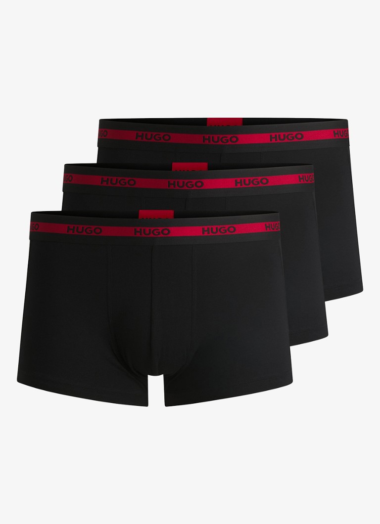 HUGO Heren Boxershorts van katoen in 3-pack in de kleur Zwart