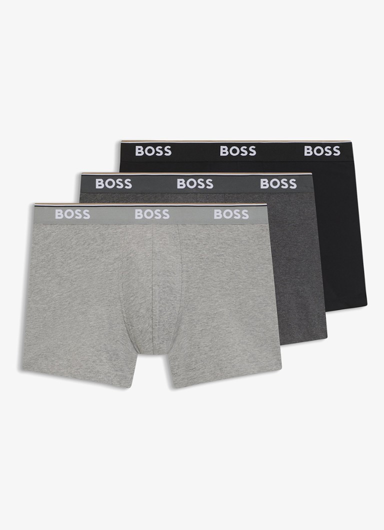 BOSS Heren Boxershorts met logoband in 3-pack in de kleur Grijs