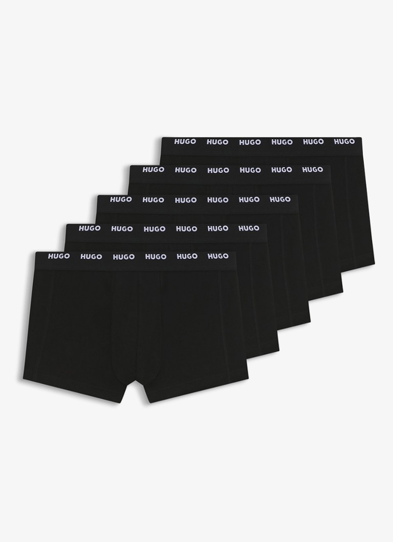 HUGO Heren Boxershorts met logoband in 5-pack in de kleur Zwart