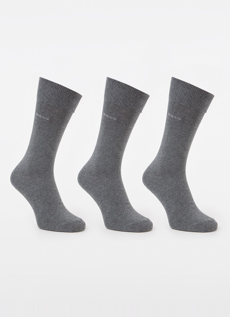 BOSS Heren Sokken met logo in 3-pack in de kleur Grijs