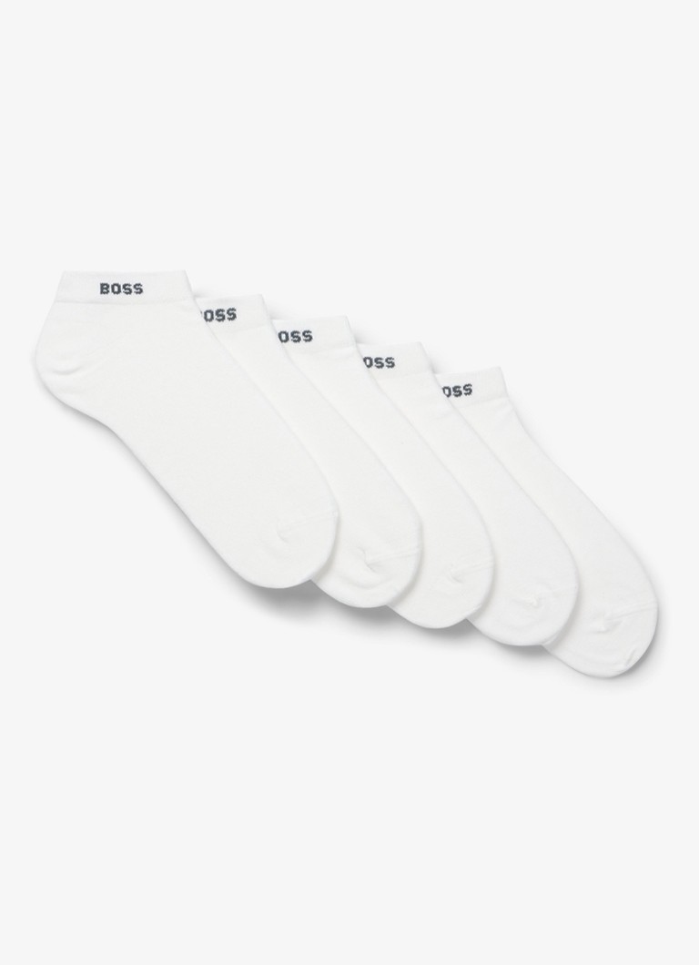 BOSS Heren Sokken met logo in 5-pack in de kleur White-100 / Wit
