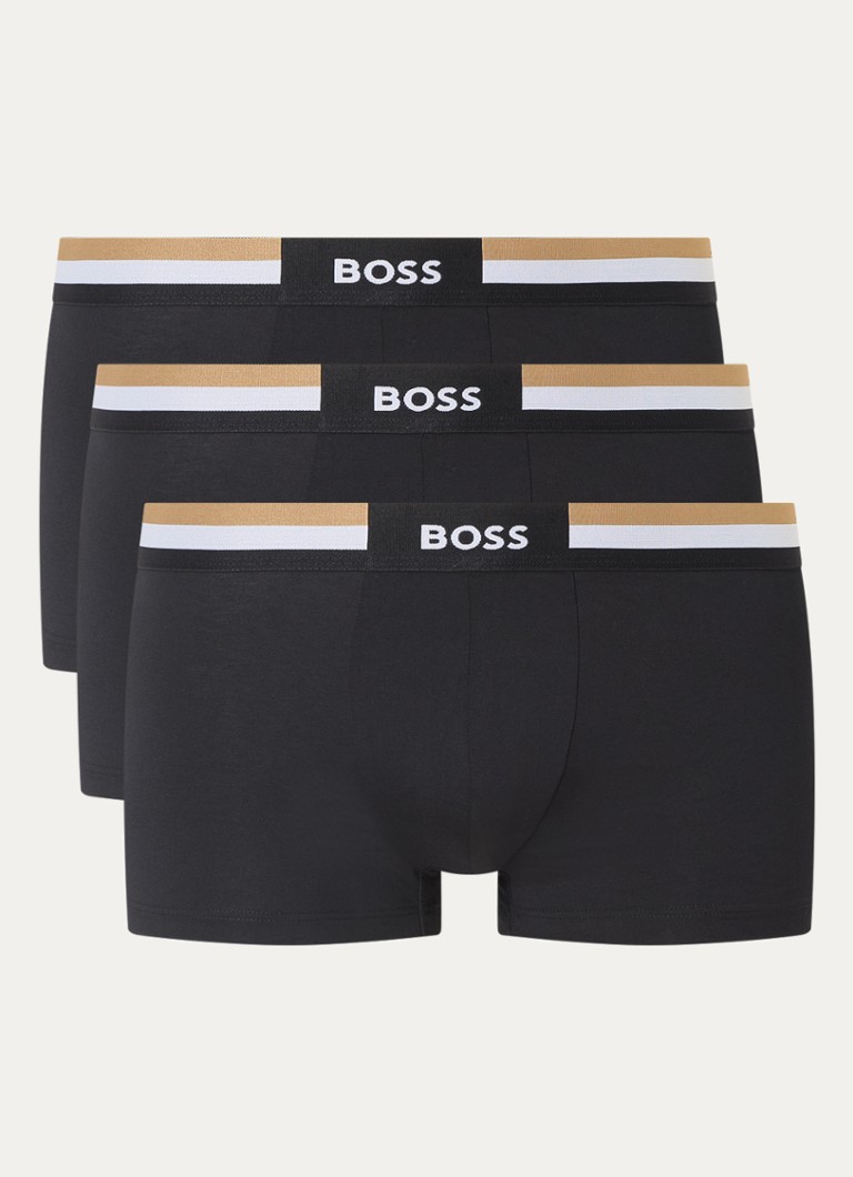 BOSS Heren Boxershorts met logoband in 3-pack in de kleur Zwart