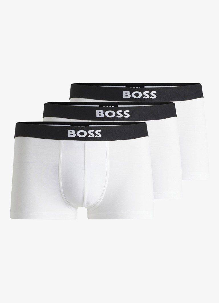 BOSS Heren Boxershorts met logoband in 3-pack in de kleur Wit