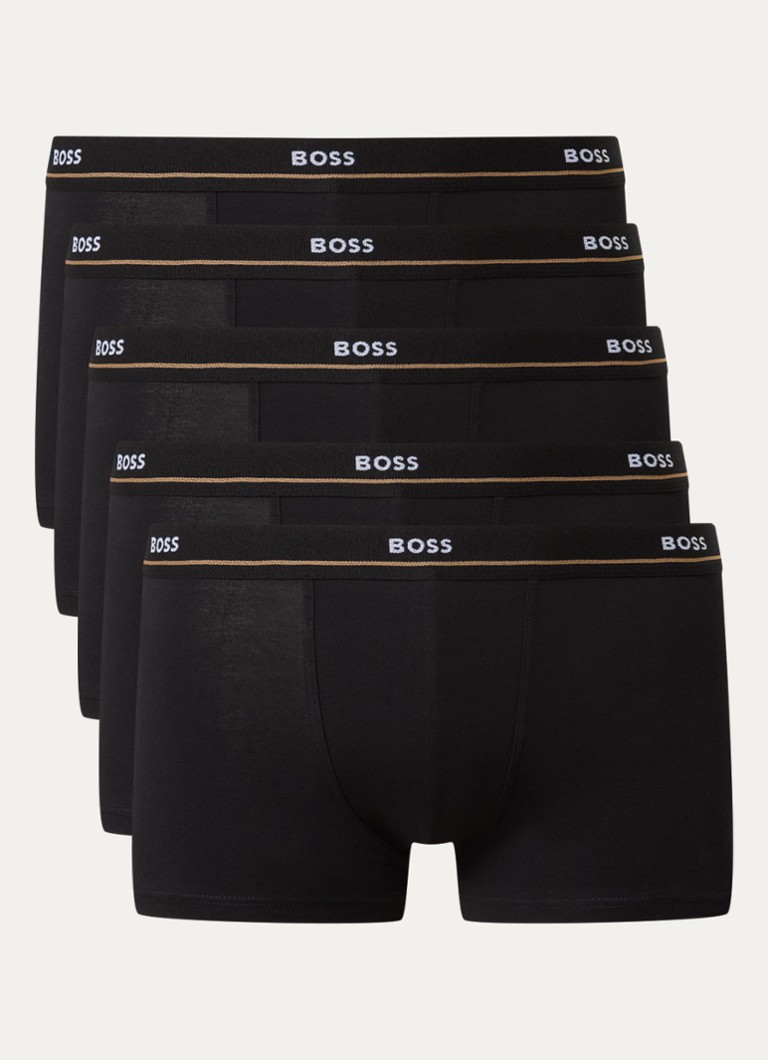BOSS Heren Essential boxershorts met logoband in 5-pack in de kleur Zwart