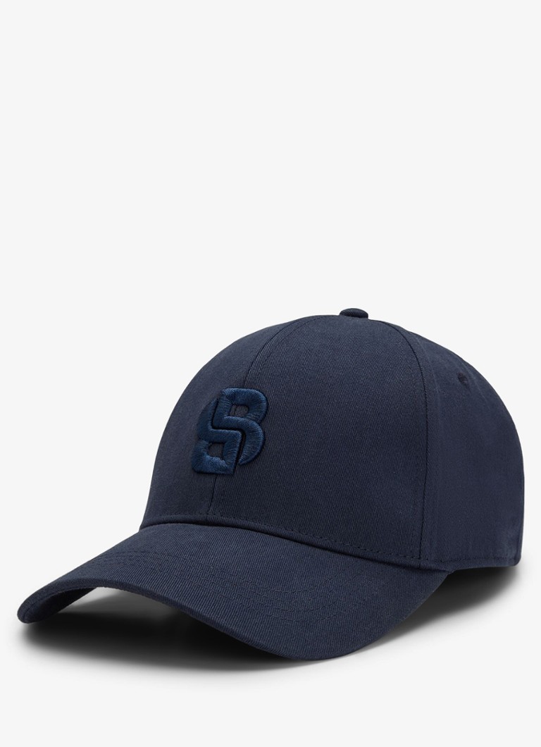 BOSS Heren Zed pet met logoborduring in de kleur Dark Blue-404 / Blauw