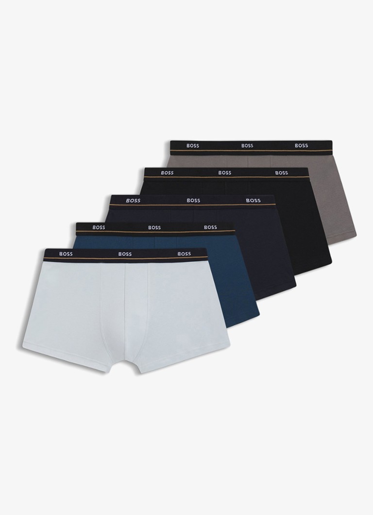 BOSS Heren Set van vijf korte boxershorts met logotailleband van stretchkatoen in de kleur Grijs