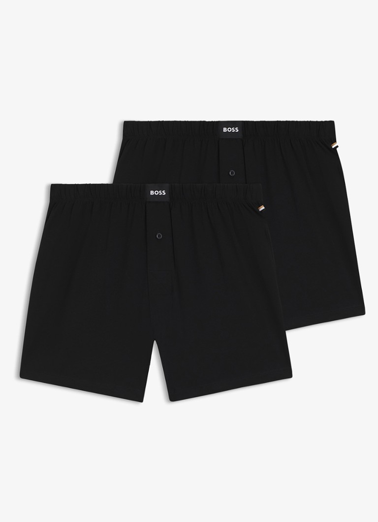 BOSS Heren Boxershorts met logo in 2-pack in de kleur Zwart